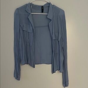 Zara Light Blue Sheer Blouse